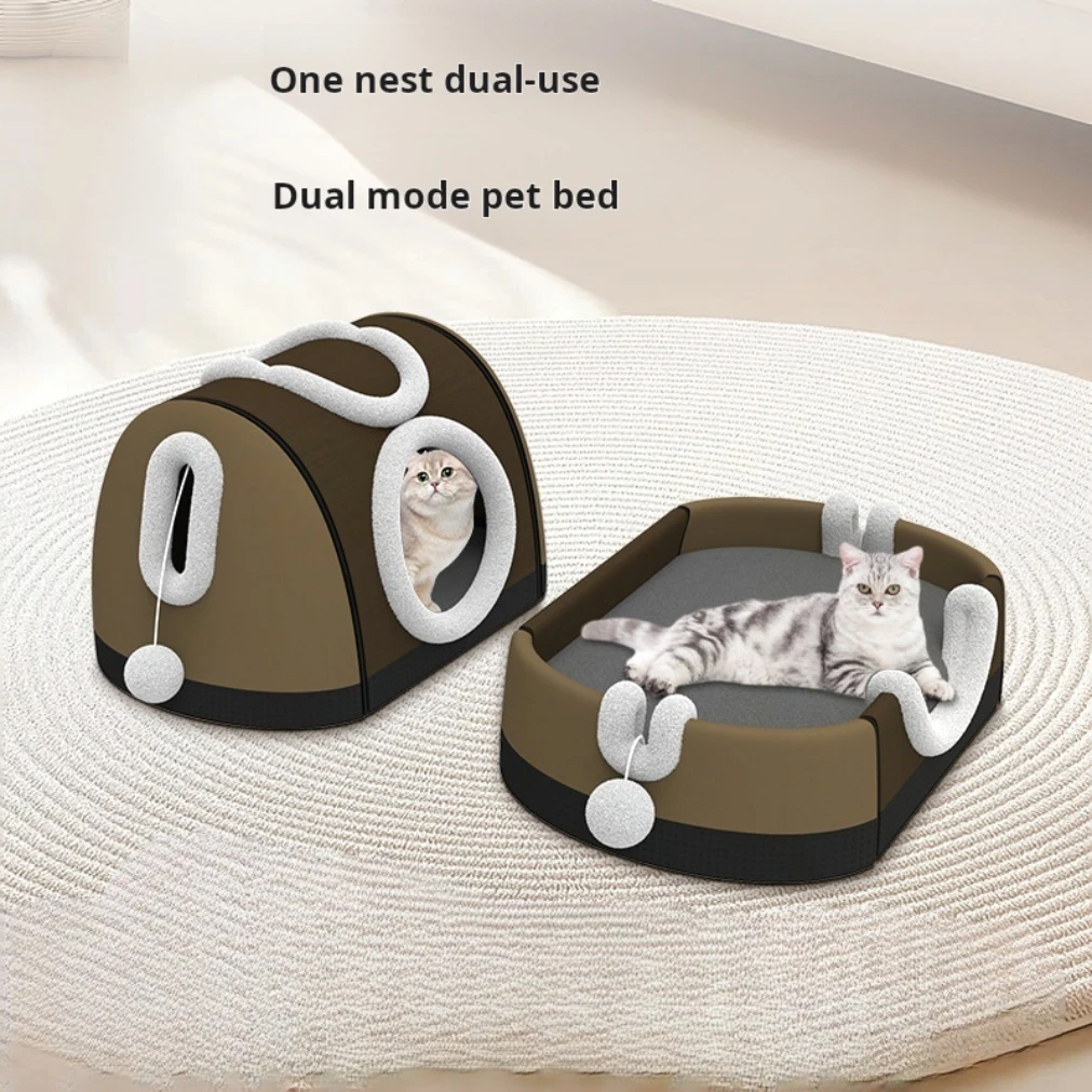 Dual-Mode Pet Bed, Removable Cat Bed and Cushion, Versatile for All Seasons, Scratch-Resistant 1005009886963166