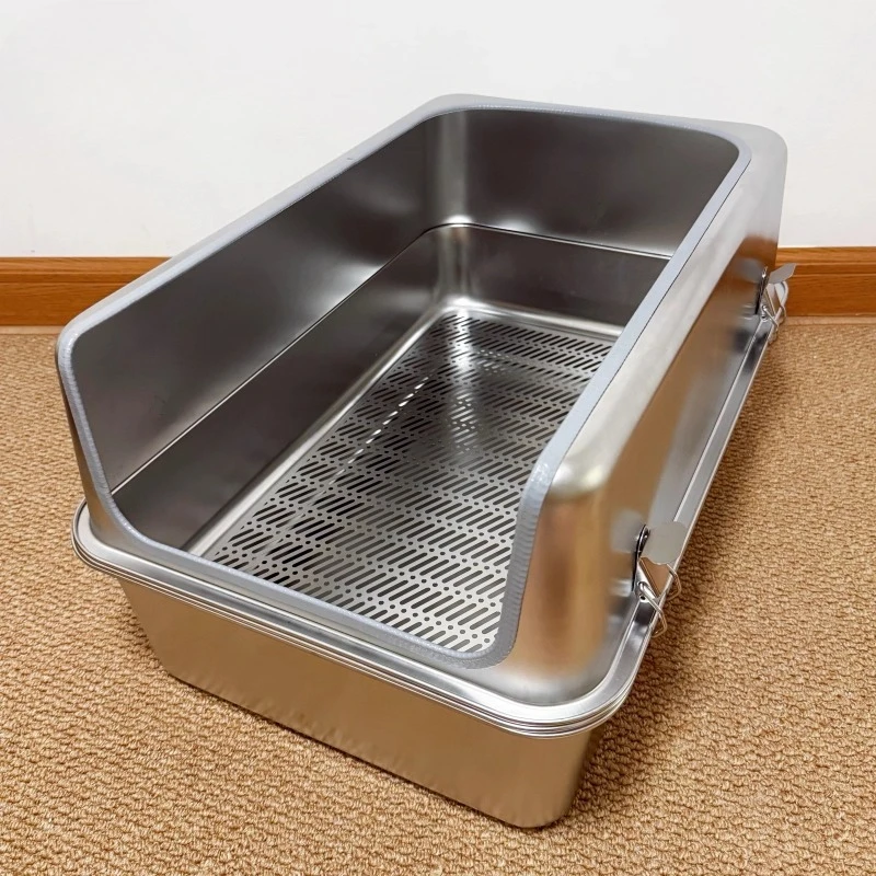 2-Tier Cat Litter Box with High Side Stainless Steel Litter Tray Dry and Wet Separation Design Cat 1005009887665724