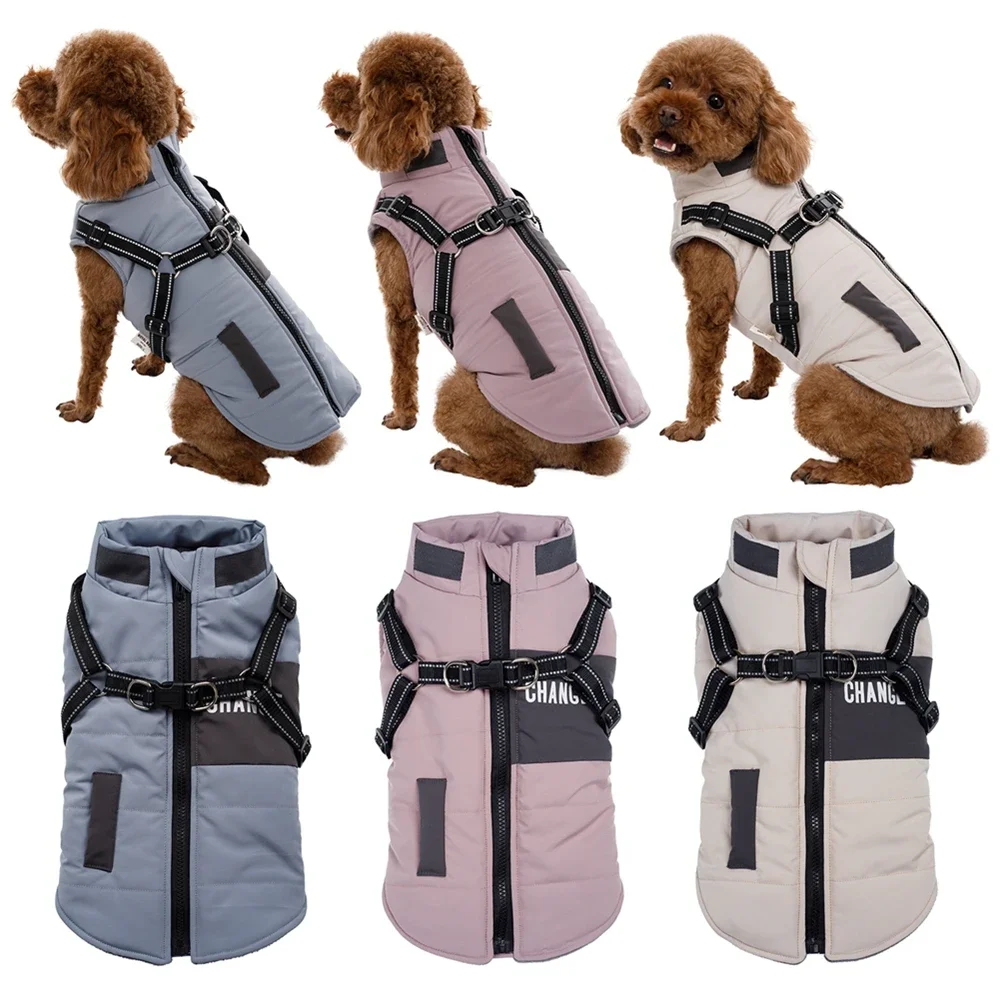 Pet Dog Wind Breaker with Dual D Leash Vest Dog Jacket Warm Dog Hoodie Warm Dog Clothes 1005009888744810