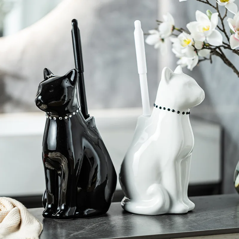Creative Ceramic Cat Toilet Brush Home Bathroom Cleaning Brush Home Long Handle Toilet Brush 1005009890566151