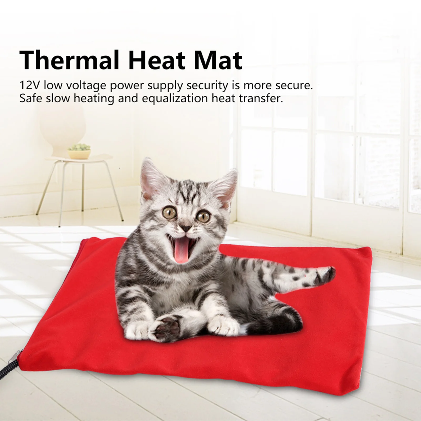 Waterproof Pet Heating Pad 40X30cm Electric Warmer Thermal Heat Mat Dogs Cats Chew Resistant (12V) 1005009893540950