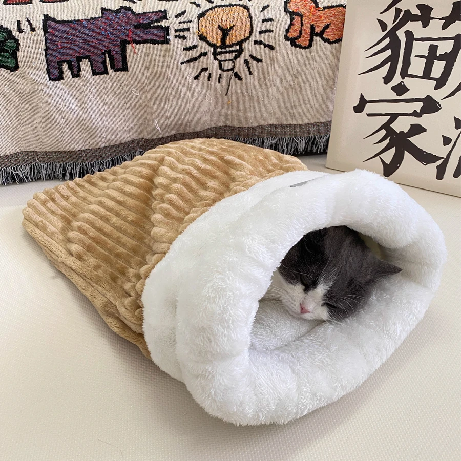 Cat Winter Sleeping Bag, Soft Plush Cat Sack, 360° Wrap Cat Cave Bed, Uncharged 1005009901611824