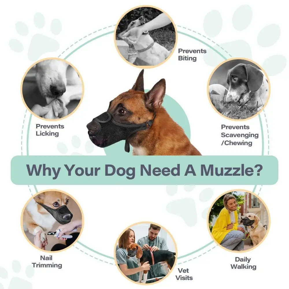 Breathable Mesh Dog Muzzle Adjustable Strap Scavenging Prevention Dog Mouth Cover Lick Control 1005009907960973