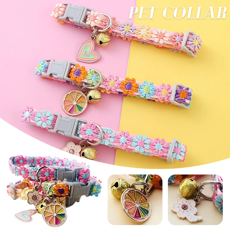 Adjustable Cartoon Pet Collar with Safety Bell, Colorful Paw Print Design for Dogs 1005009910929652