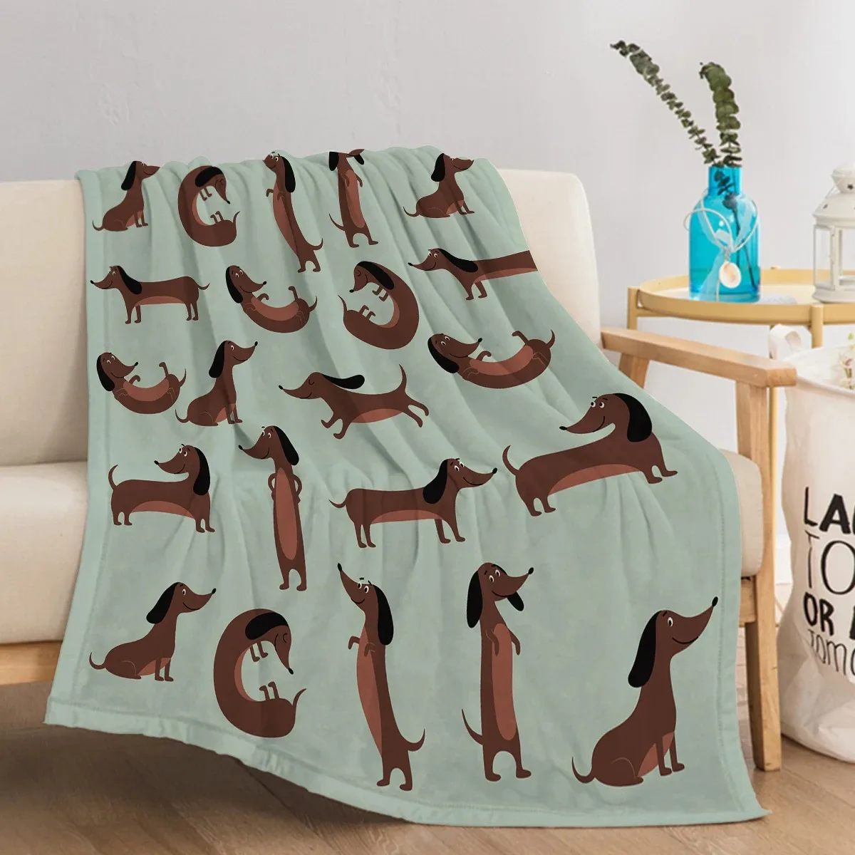 Dachshund Dog Flannel Blanket Cute Puppy Pattern Soft Cozy Throw Blankets for Couch Bed Living Room 1005009911180067