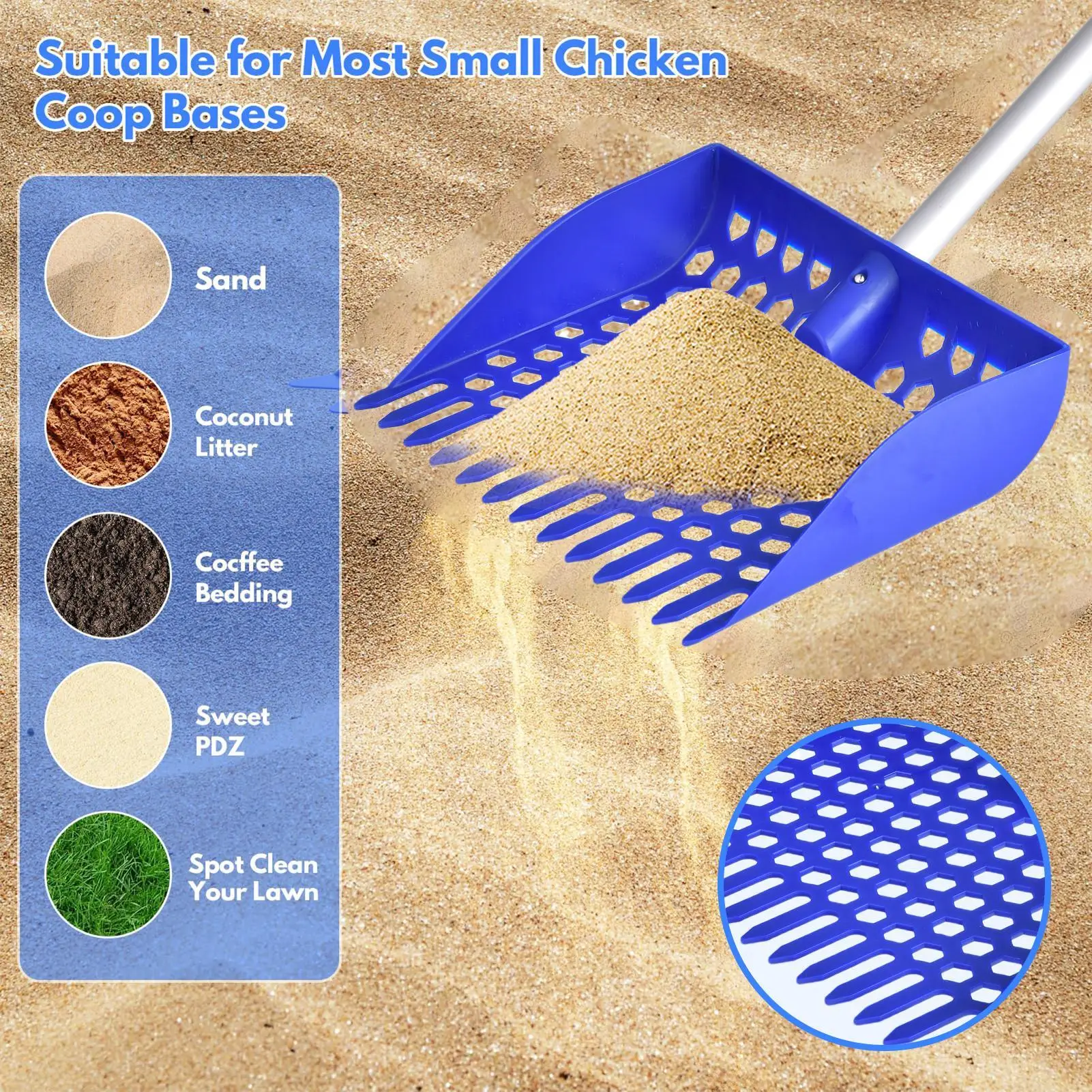 Chicken Poop Scooper, Long Handle Detachable Poultry Litter Scoop for Coop Cleaning 1005009919885624