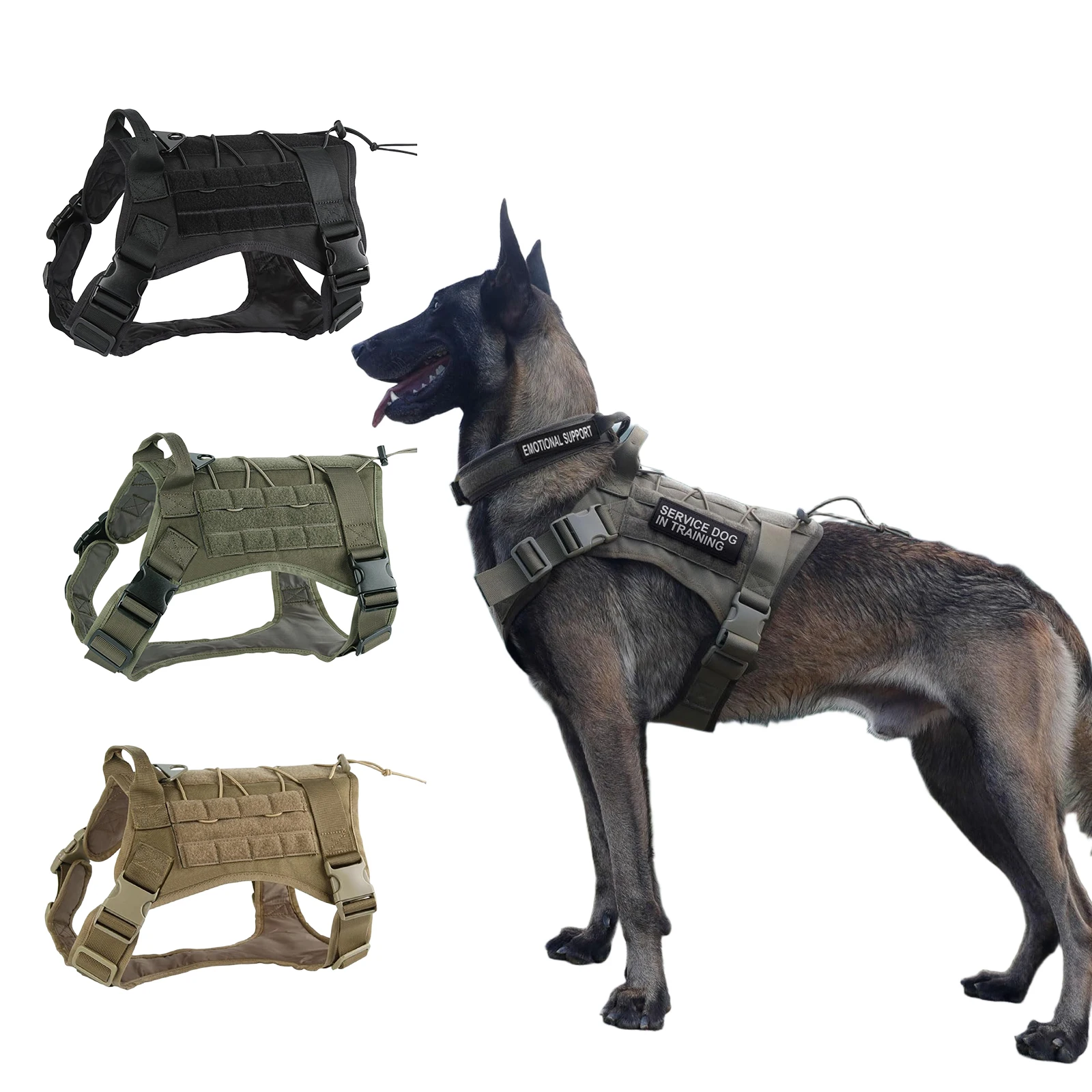 Tactical Dog Harness for Large Pet Harness No-Pull Service Vest Adjustable Military Dog Vest for 1005009921634030