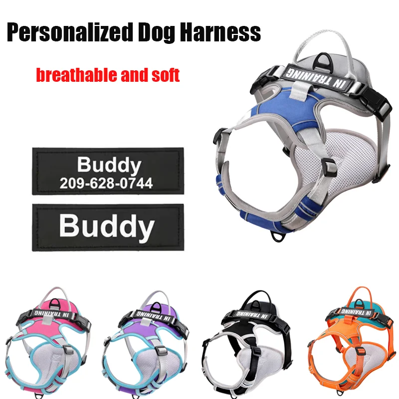 Customizable Anti-Lost Dog Harness Reflective No-Escape Breathable Vest 1005009926129052