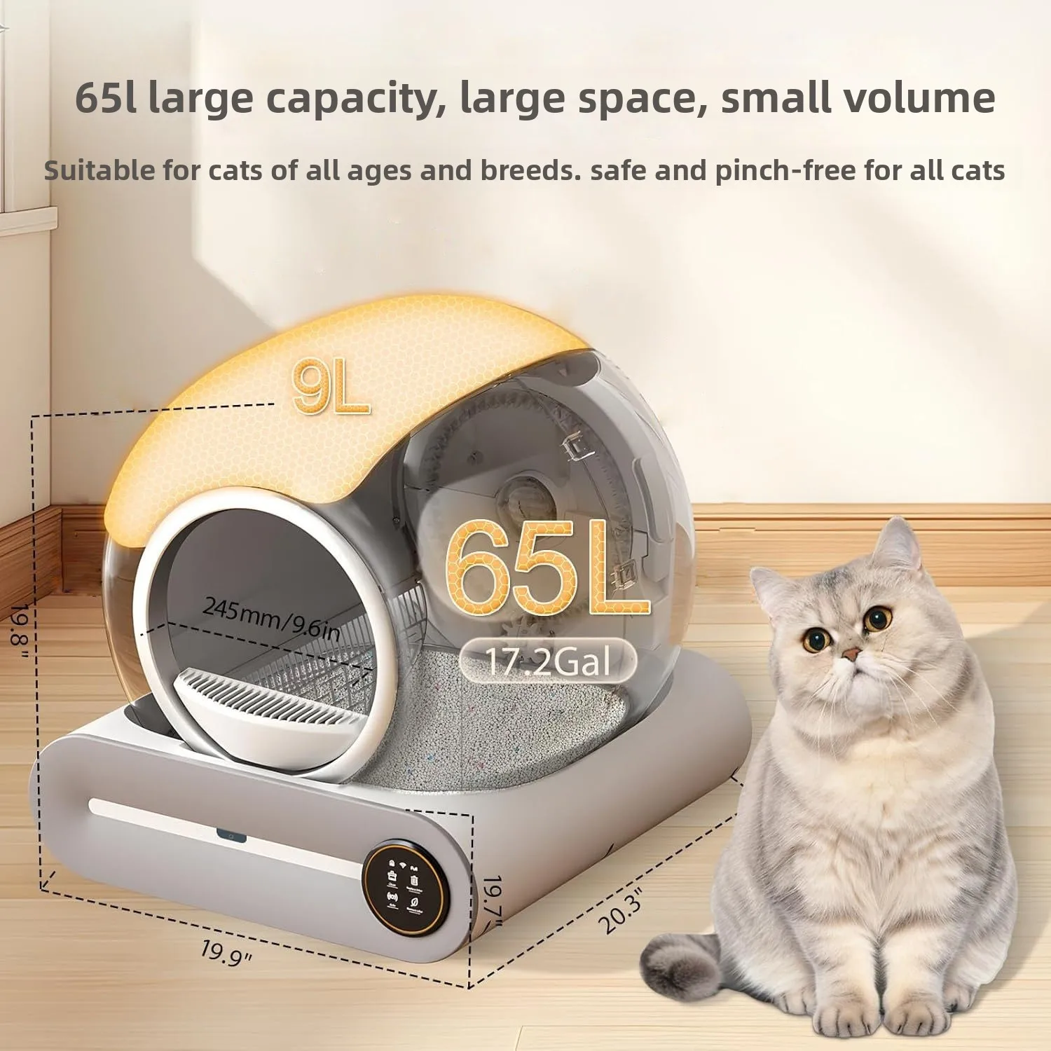 Smart Automatic Self-Cleaning Cat Litter Box with APP Control, 65L Large Space & Odor Elimination 1005009927840267