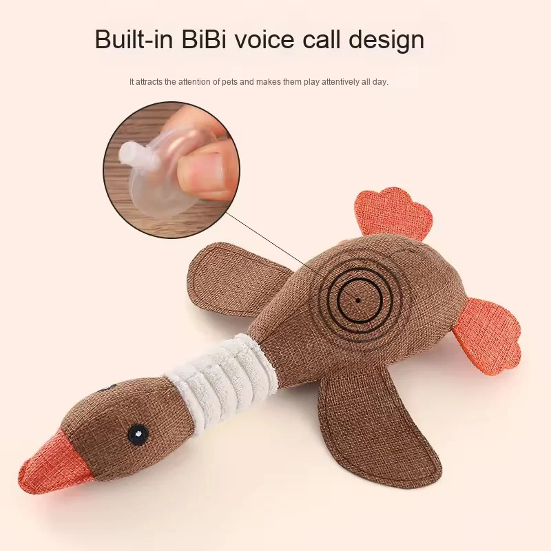 Eco, Friendly Plush Duck Dog Toy with Squeaker for Chewing and Teething 1005009930214033