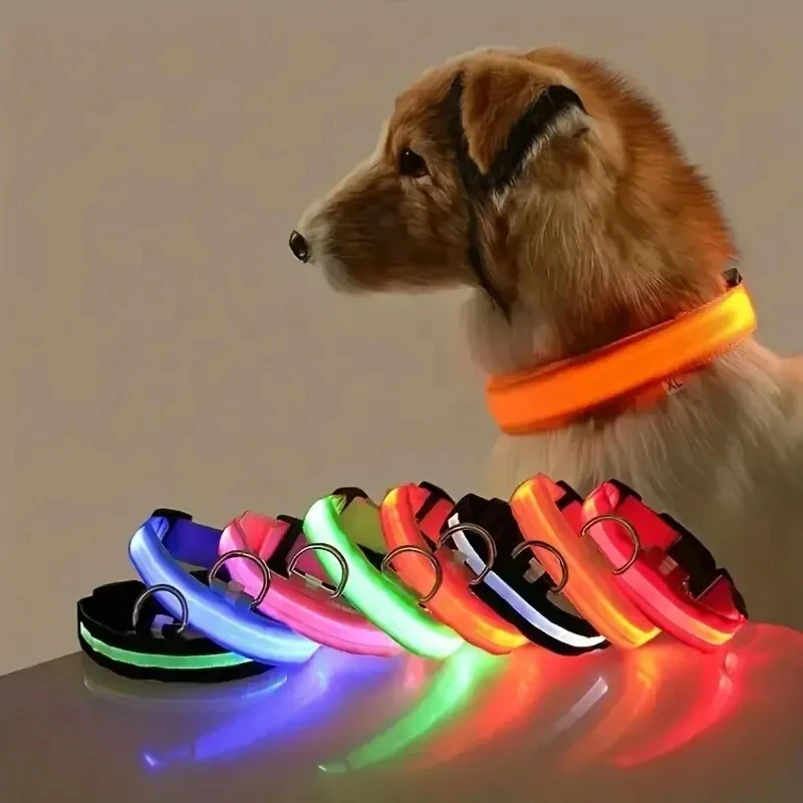 Nylon LED Night Safety Flashing Glow In The Dark Dog Leash Dogs Luminous Fluorescent Pet Dog Collar 1005009936922002