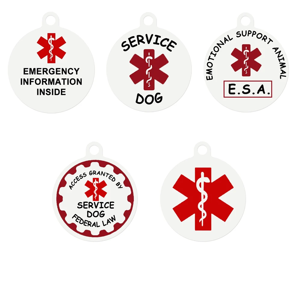 Custom Dog name Service Pet ID Tag- Emotional Support Animal ESA Red Medical Alert Symbol and 1005009966211783