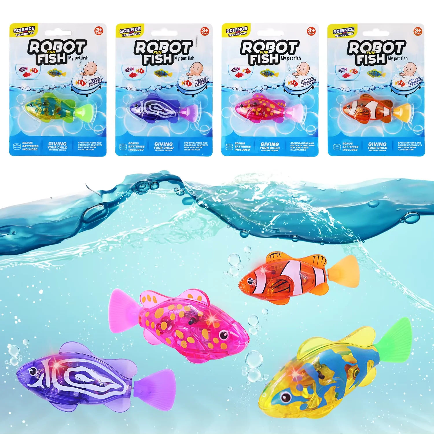 Interactive Robot Fish Toys for Cat/Dog, Activated Swimming in Water with LED Light 1005009970168801