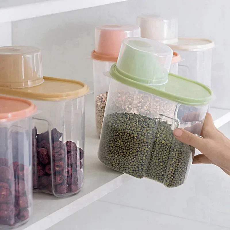 Pet Food Storage Jar with Measuring Cup Airtight Container for Dog Cat Dry Food Convenient Portion 1005009973102286