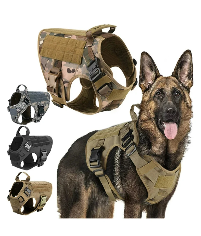 Tactical Dog Harness Military Training Padded Quick Release Vest Pet Training Dog Harness For Set 1005009973936404