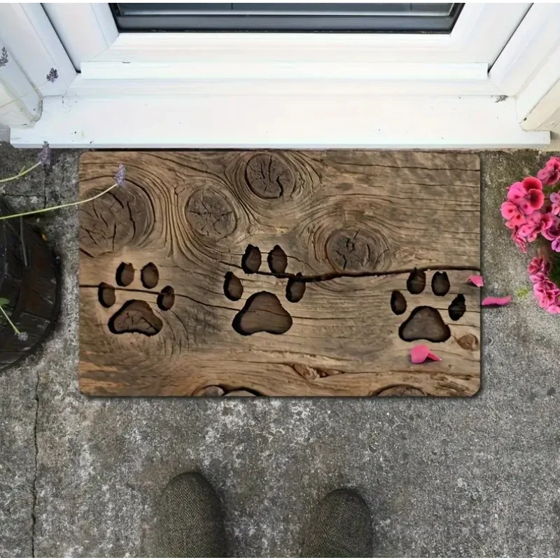 Wooden Door Dog Paw Carpet Painted on The Wall White Dog Claws Door Mat Indoor Mat Floor Mat 1005009974199582