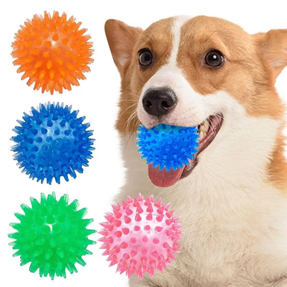 Pet Dog Toys Cat Puppy Sounding Toy Polka Squeaky Tooth Cleaning Ball TPR Training Teeth Chewing 1005009982463377