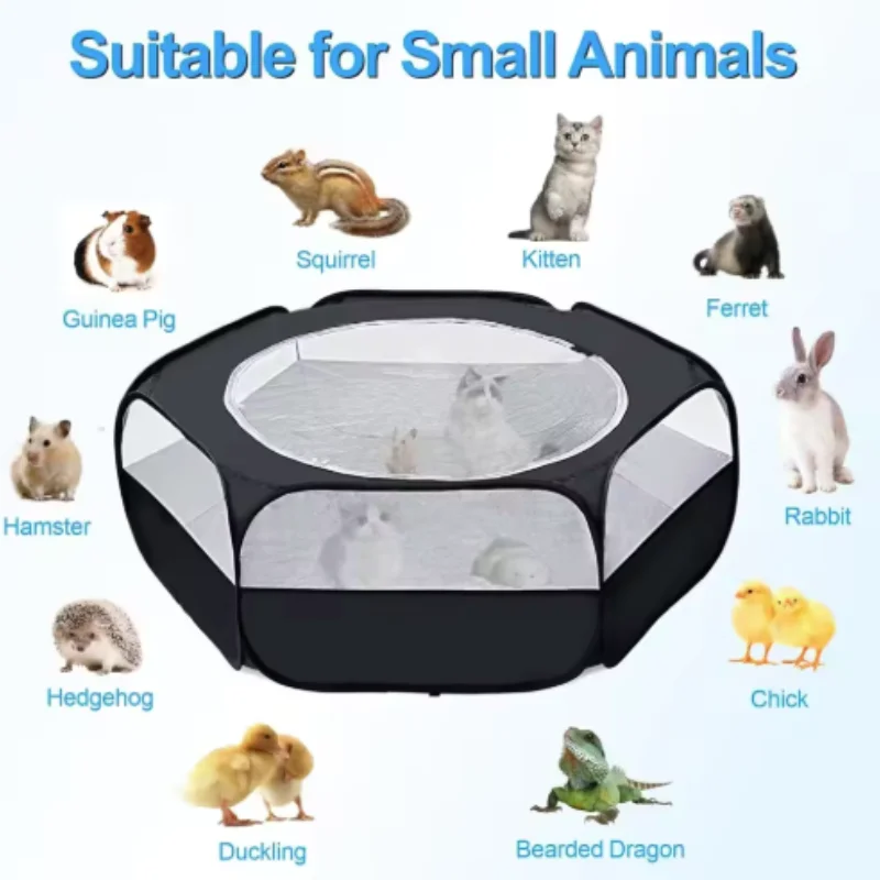 Portable Small Pet Cage Transparent Hedgehog Cage Tent Pet Playpen Open Folding Yard Fence For Dog 1005009984032316