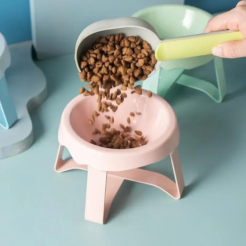 Neck Protection High Foot Cat Food Bowl Durable Cat Drinking Water Bowl Ceramic Cat Bowl (1Pcs) 1005009985017115