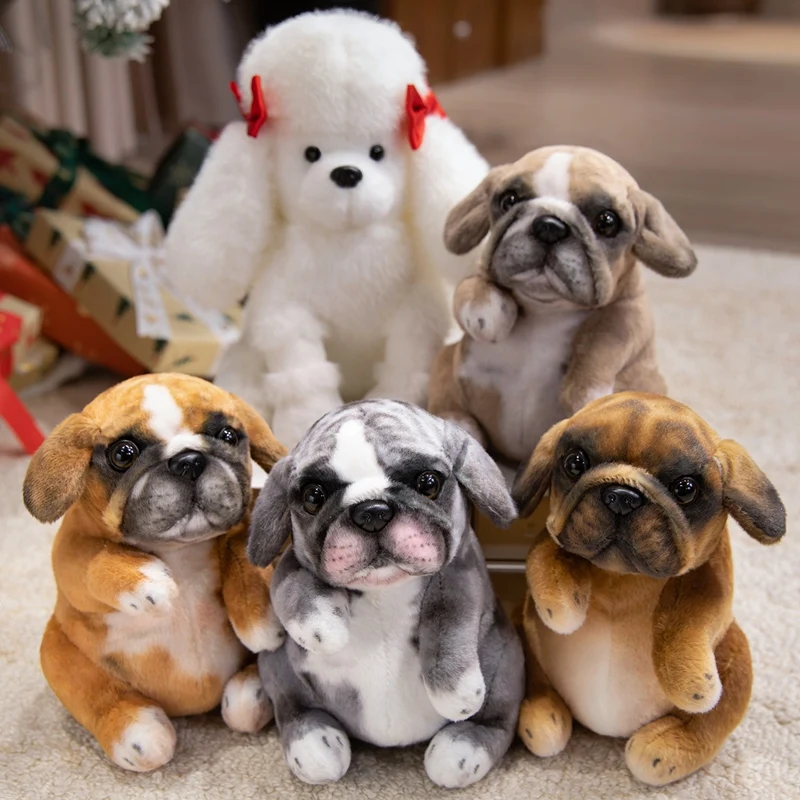 Realistic Sitting Poodle Pug Puppy Plush Toys Stuffed Doggy Cute Fluffy Plush Pet Room 1005009987863538