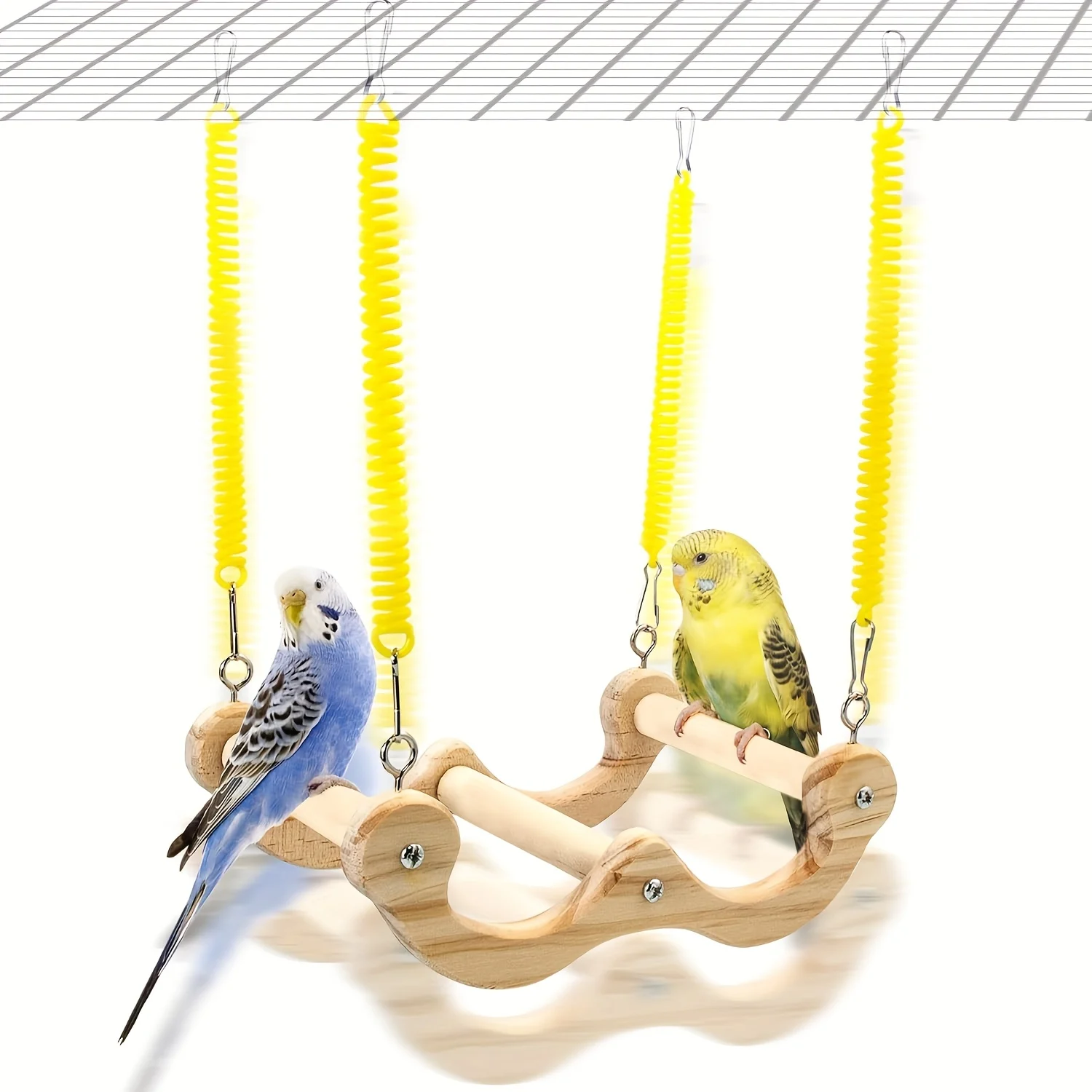 Bird Toys for Budgies Wooden Spring Swing Parakeet Cockatoo Hammock Parrot Swing Foraging 1005009991648263