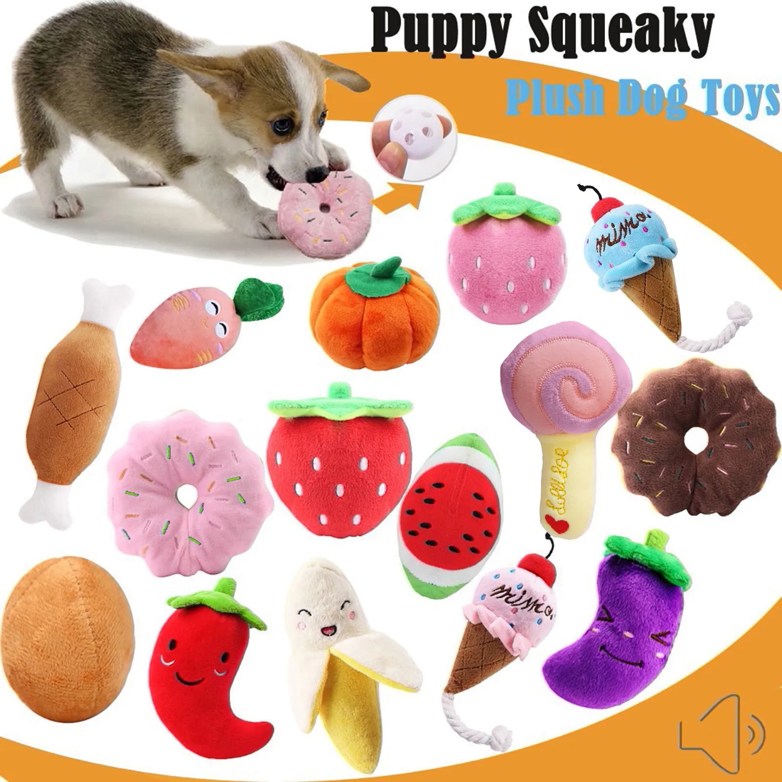 Funny Pet Toys Cartoon Cute Bite Resistant Plush Squeaky Toy for Cats Dogs Interactive Supplies 1005009996165720