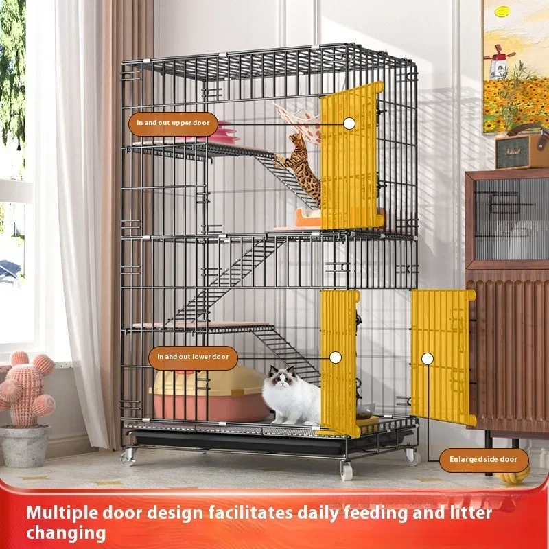 Indoor Cat Villa Cage with Foldable Design Large Multi-Story Cat House Encrypted Pet Cage Furniture 1005009998932267