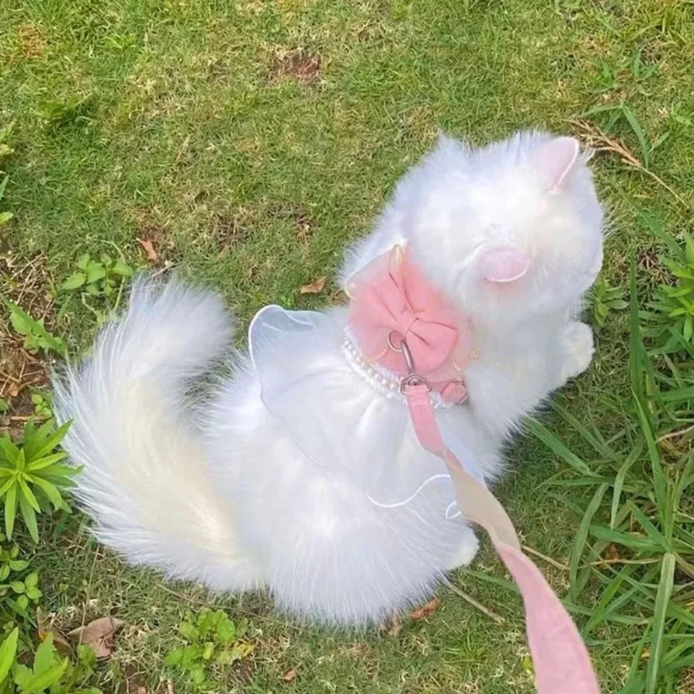 Pet Accessories Princess Style Cat Harness Leash Breathable Adjustable Cat Vest with Bowknot Nylon 1005010003993637