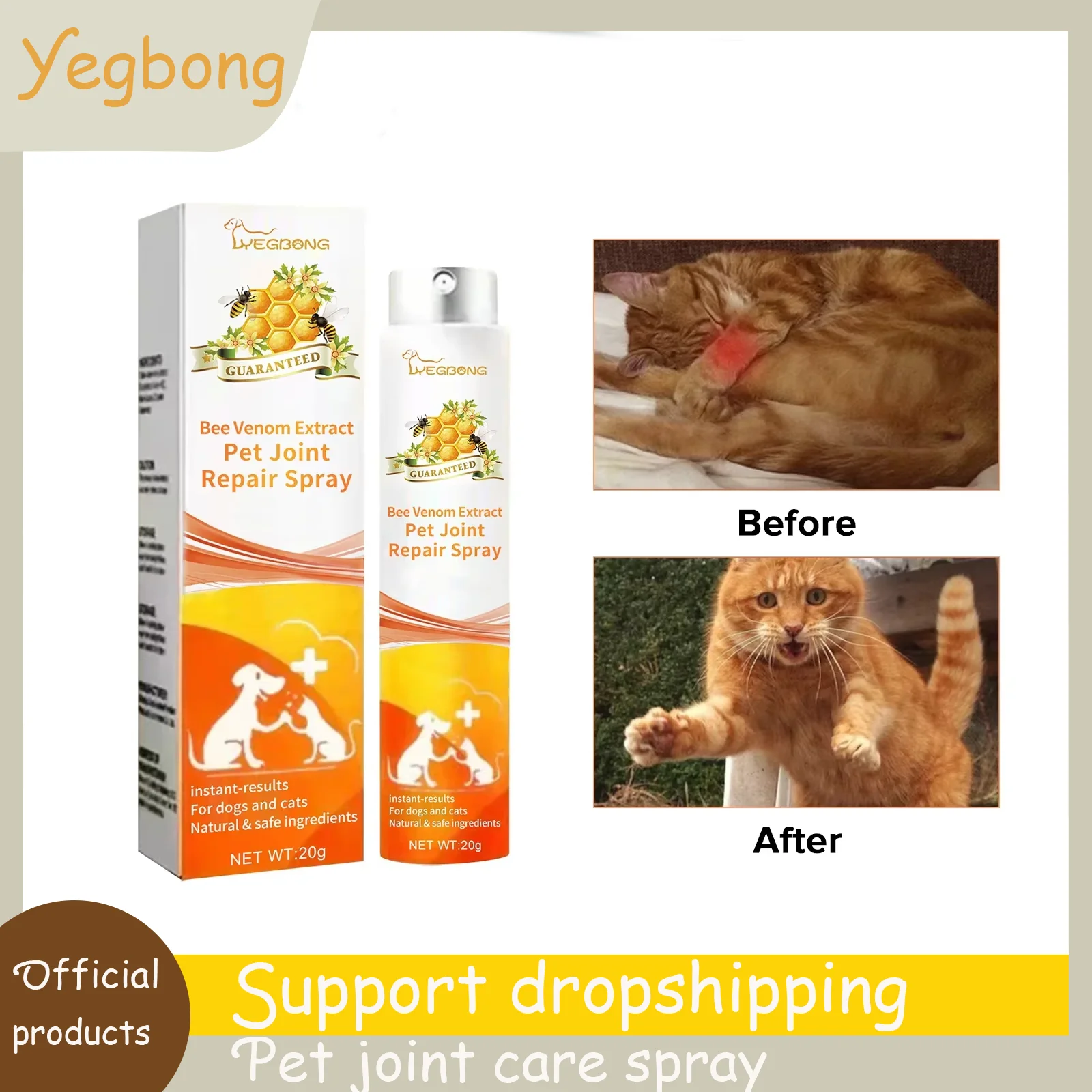 Yegbong Pet Joint Repair Spray, Multifunctional Joint & Bone Care Liquid for Dogs & Cats 1005010006312085