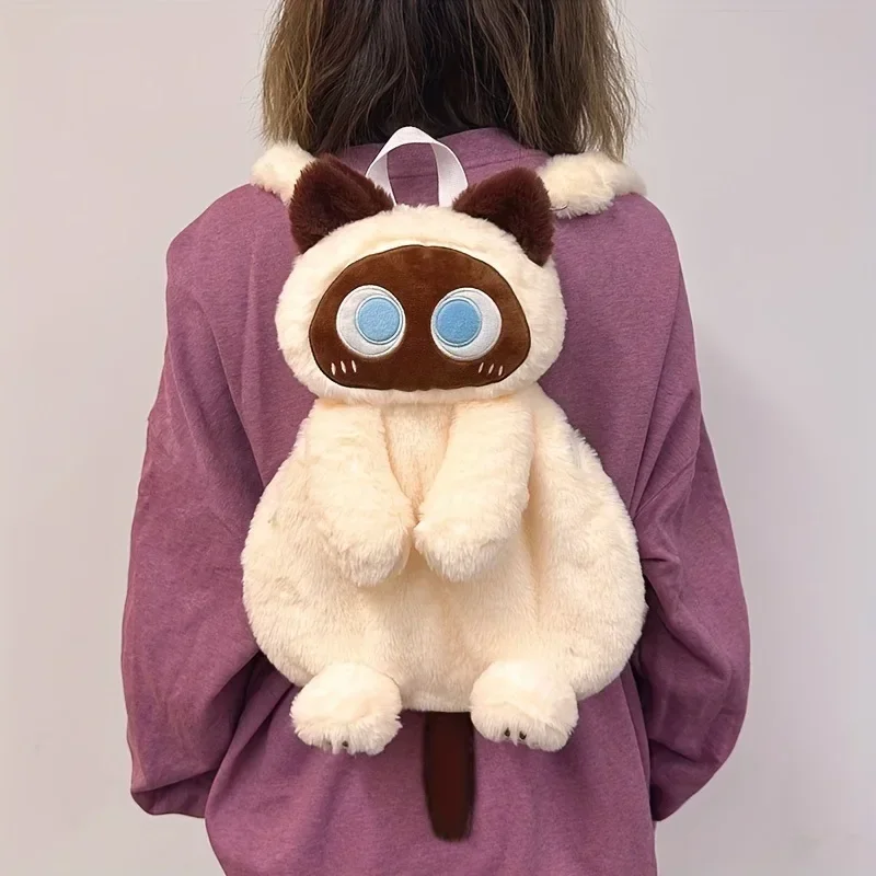 Black Cat Backpacks Big Eyes Kitten Doll Plush Kawaii Stuffed Animals Shoulder Bag Large-Capacity 1005010007023158