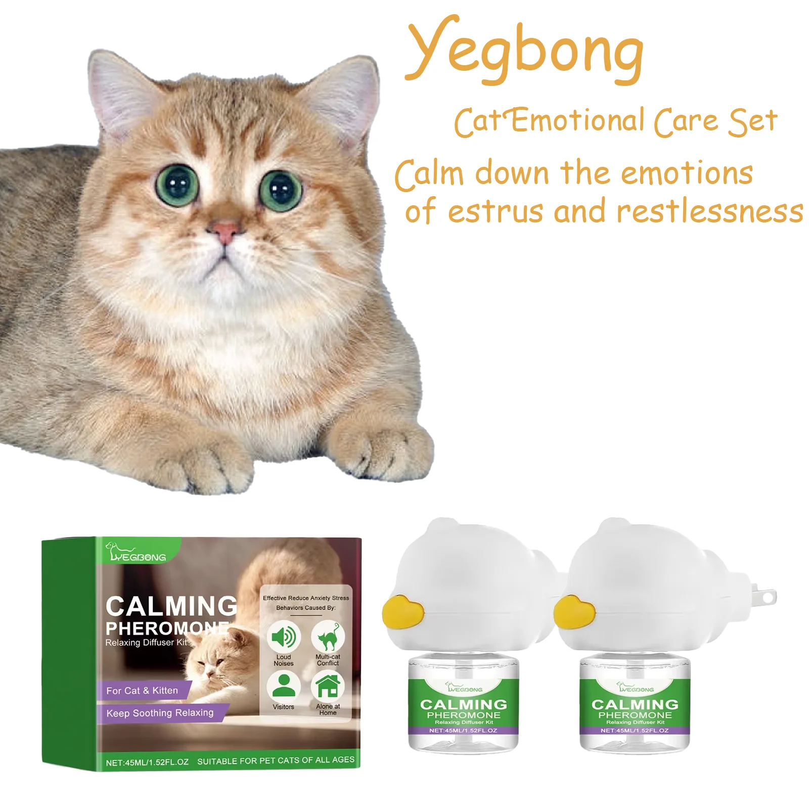 Cat Calming Diffuser: Plug-In Pheromone Relaxant for Cats, Reduces Anxiety & Prevents Howling 1005010008380732