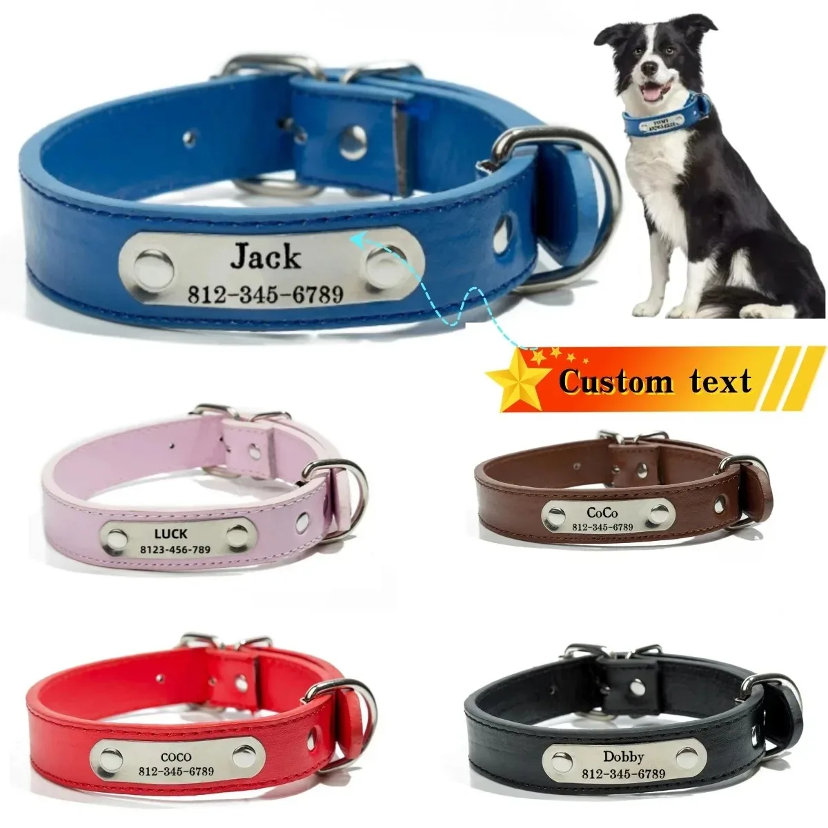 Personalized Customize Dog Collar with Carved ID Tag 1005010009391085