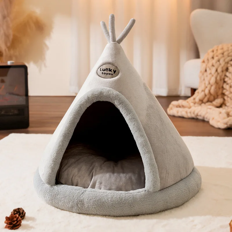 Pet Teepee Tent Dog Cat Bed Soft Plush Comfortable Pet House 1005010009460396