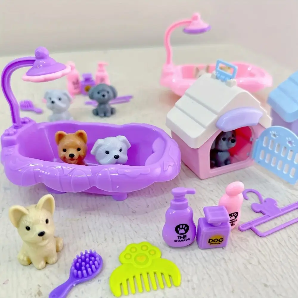 New Cute Mini Puppy Pretend Play Toy Dog Doll Set Kids Toys Dog Pet Basket Toys Visual Senses 1005010017772682