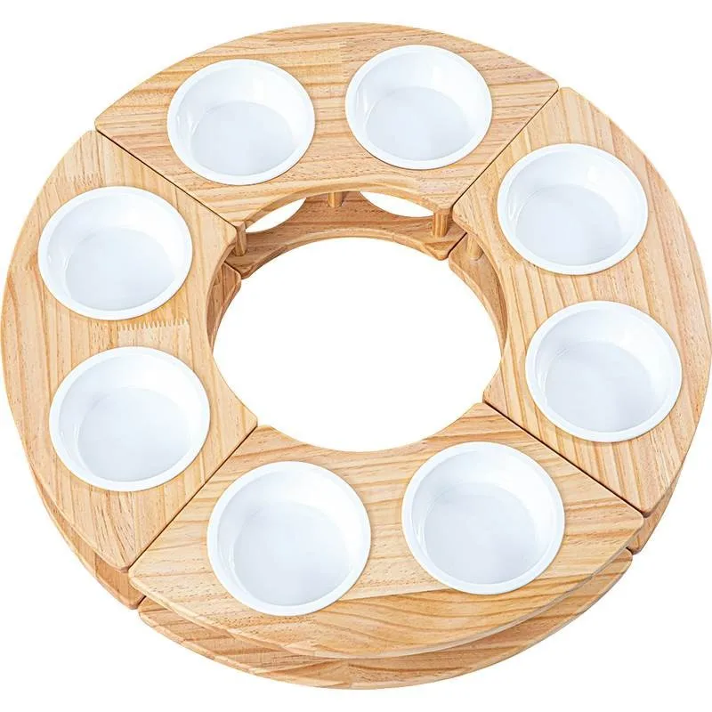 High-Quality Honeycomb-Shaped Cat Food Bowl Set Ceramic with Round Wooden Base for Home Pet Care 1005010024029075