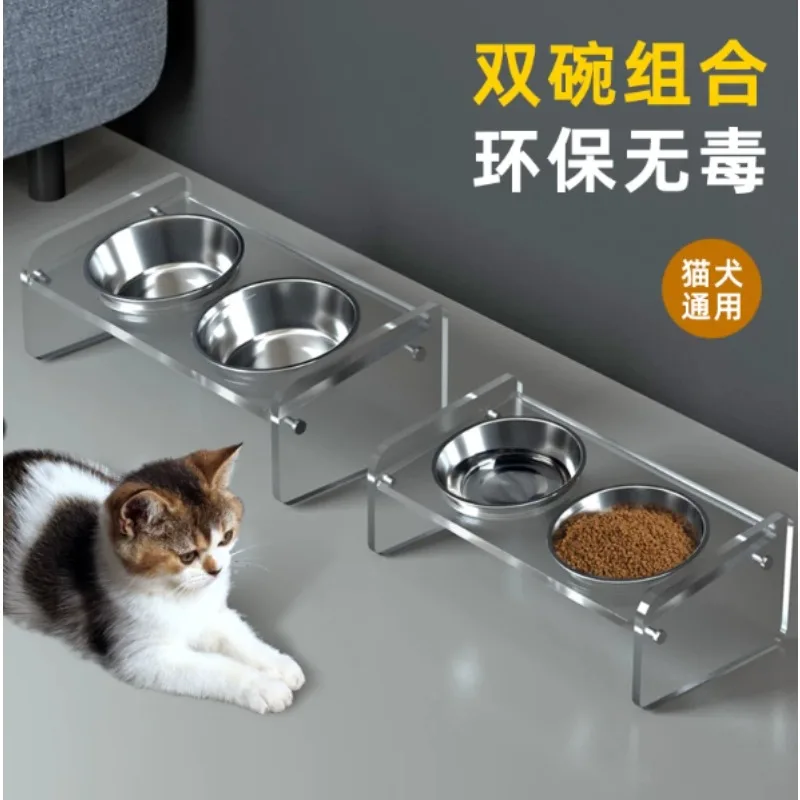 Food and Water Bowls Included 2 Set Removable Stainless Steel Dogs Any Pet Acrylic Feeder Stand pet 1005010024112054