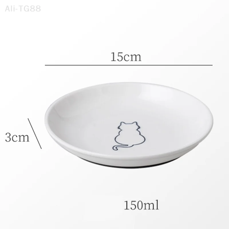 Ceramic Feed Bowl for Kittens; Pet Cat Anti-Slip Platter; Silicone Pad Support; Charming Pet 1005010027304698