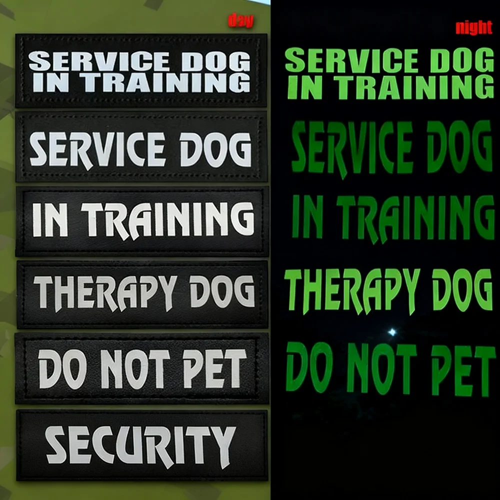 Service Dog Patch Tactical Combat Therapy in Training Dog Reflective Badge Hook Back Patches For 1005010027435647