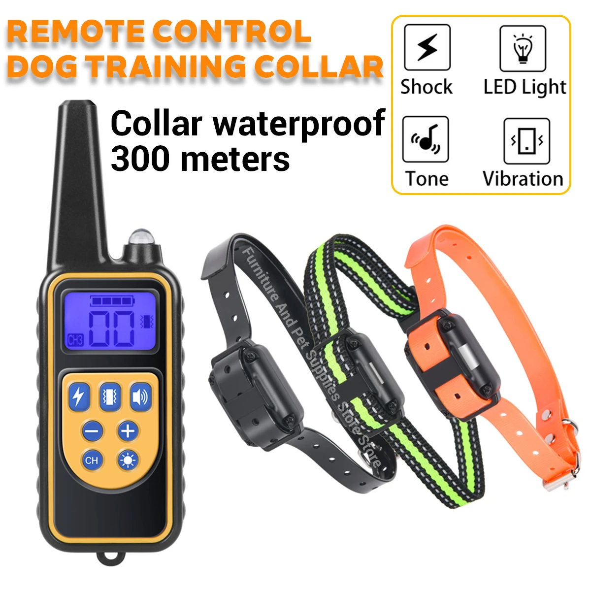 Electric Dog Training Collar Waterproof Dog Bark Collar Pet With Remote Control Rechargeable Anti 1005010029686507