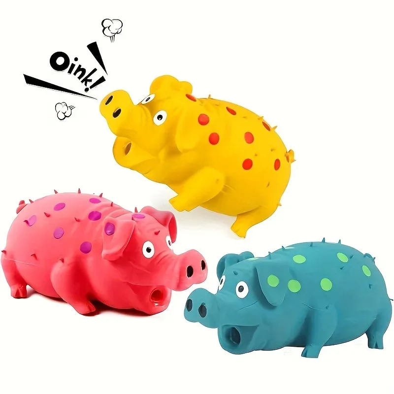 Latex Dog Chew Toy for Large Breeds Squeaky Pig Sound Teeth Grinding Design Durable Bite Resistant 1005010029931060