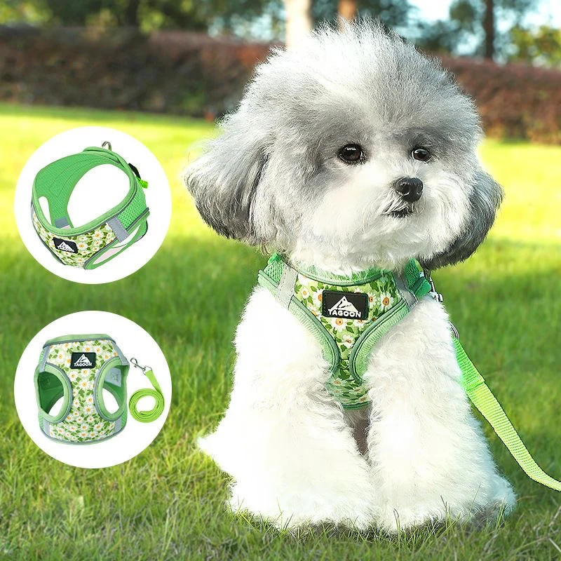 Floral Pet Harness and Leash Set for Cats Small Dogs Reflective Vest Harness Anti-Escape Cat Chest 1005010035215242