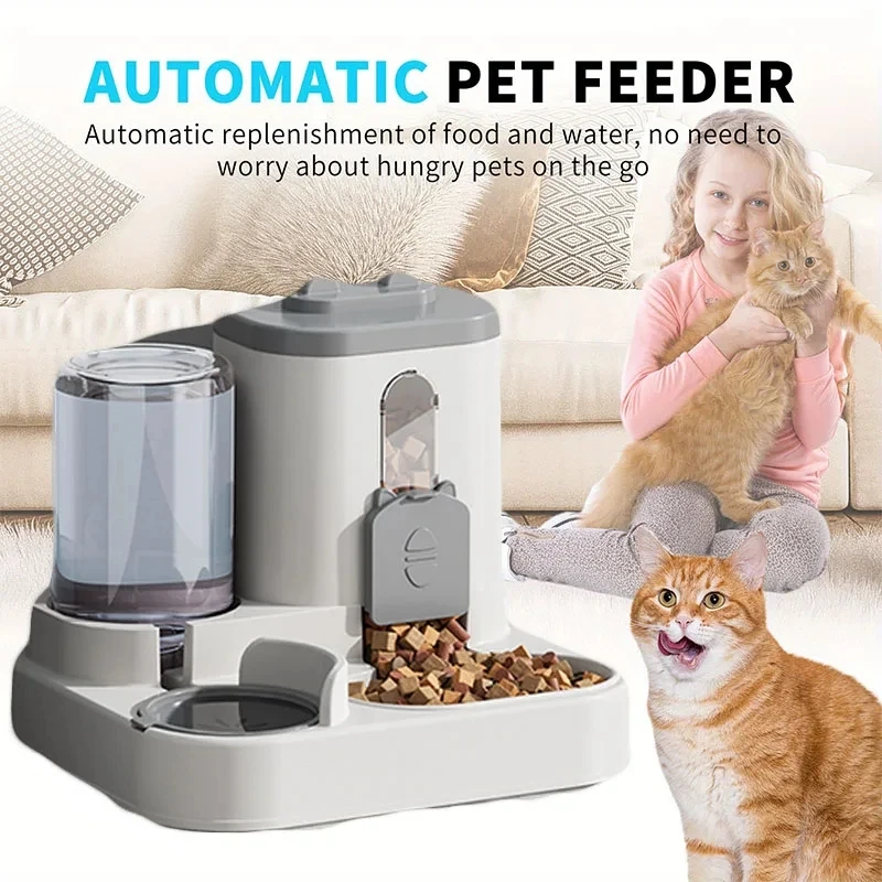 Cat Bowl Automatic Feeder with Spill Proof Design with Water Fountain Pet Food Dispenser for Small 1005010038716734