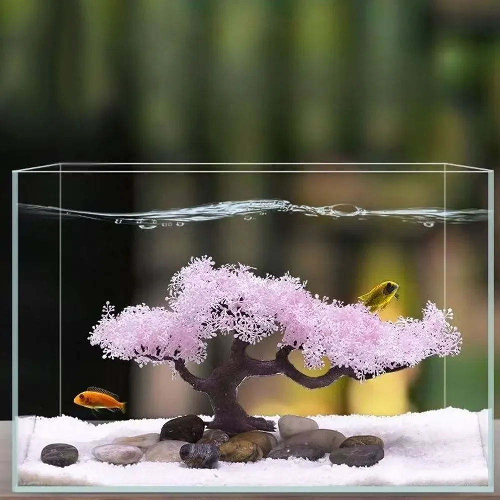 Realistic Sakura Aquarium Fish Tank Decoration Creative Beautiful Aquarium Ornament Fish Tank Decor 1005010049737332