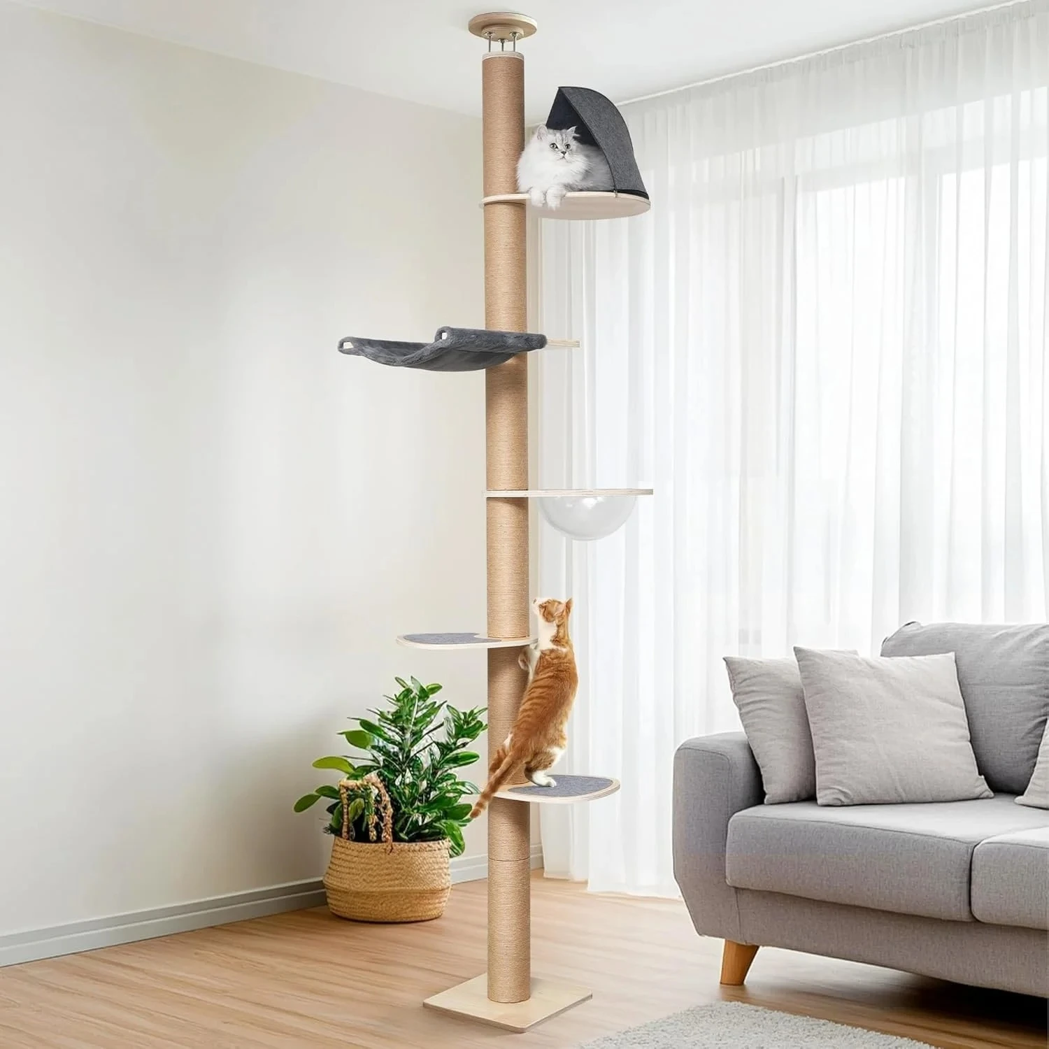 A large, luxurious cat tree made from sustainable wood 1005010049986476
