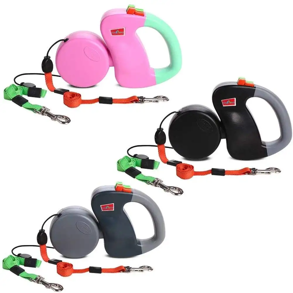 Two Dog Reflective Retractable Pet Leash 360 Degree Tangle Two Dogs Each Up to 50 Lbs and 10ft 1005010052729450