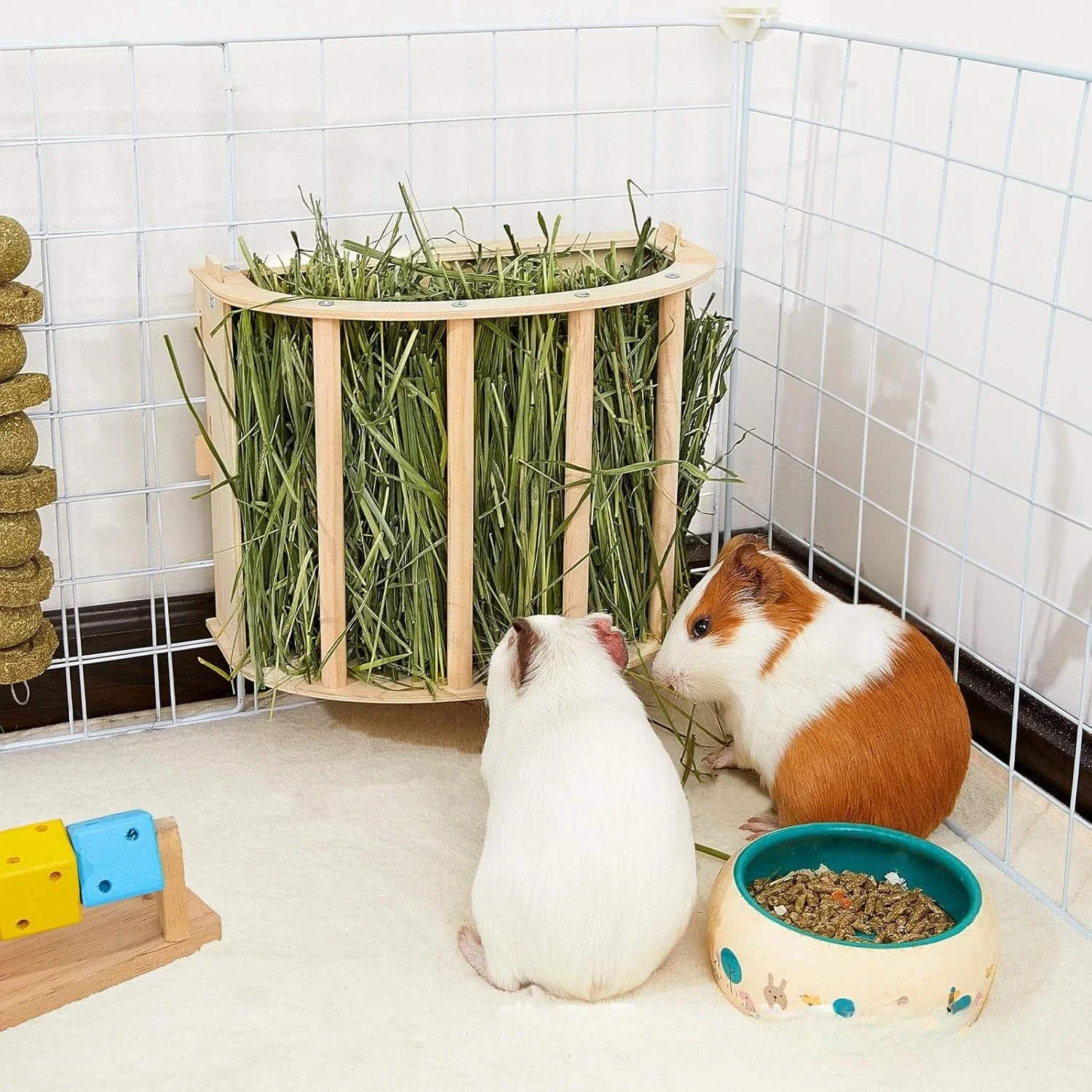 Wooden Guinea Pig & Rabbit Hay Feeder Large Volume Hanging Rabbit Cage Pet Feeding Accessory for 1005010052761537
