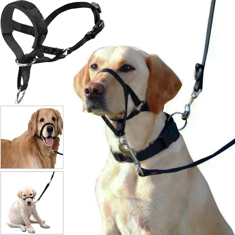 Nylon Dog Muzzle Adjustable Anti-Barking Anti-Bite Harness Head Collar Halter Training Leash Leader 1005010052770398