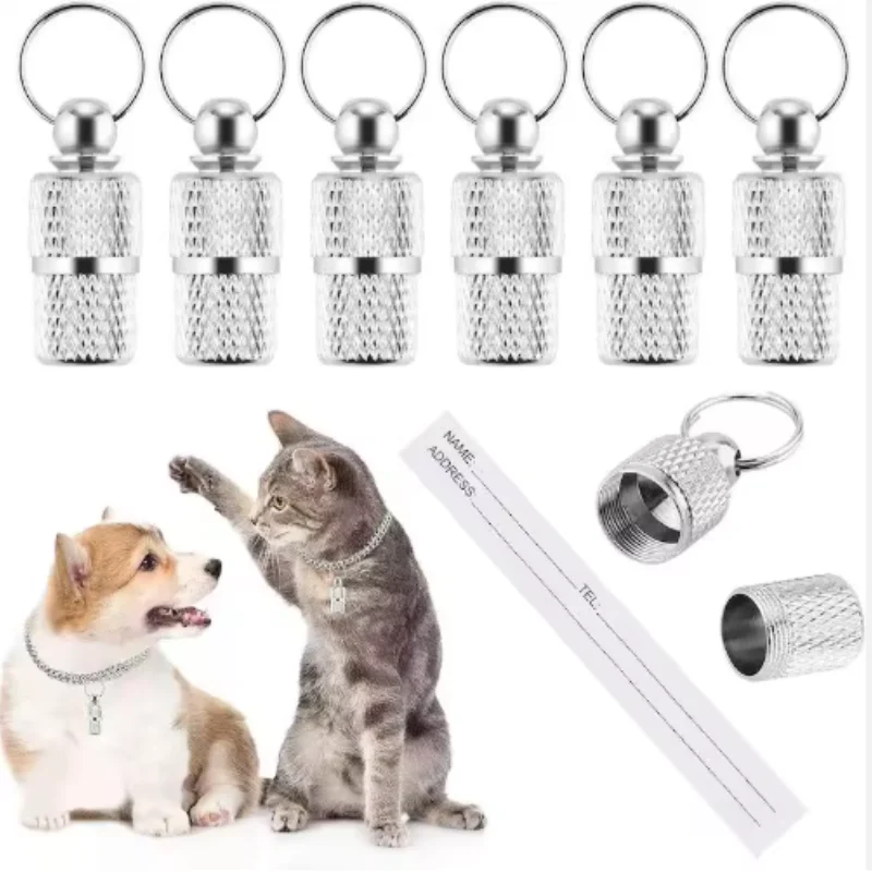Anti-Lost Pet Dog Cat ID Tag Metal Storage Tube Collar Accessory Pet Name Address ID Pendant for 1005010054796952