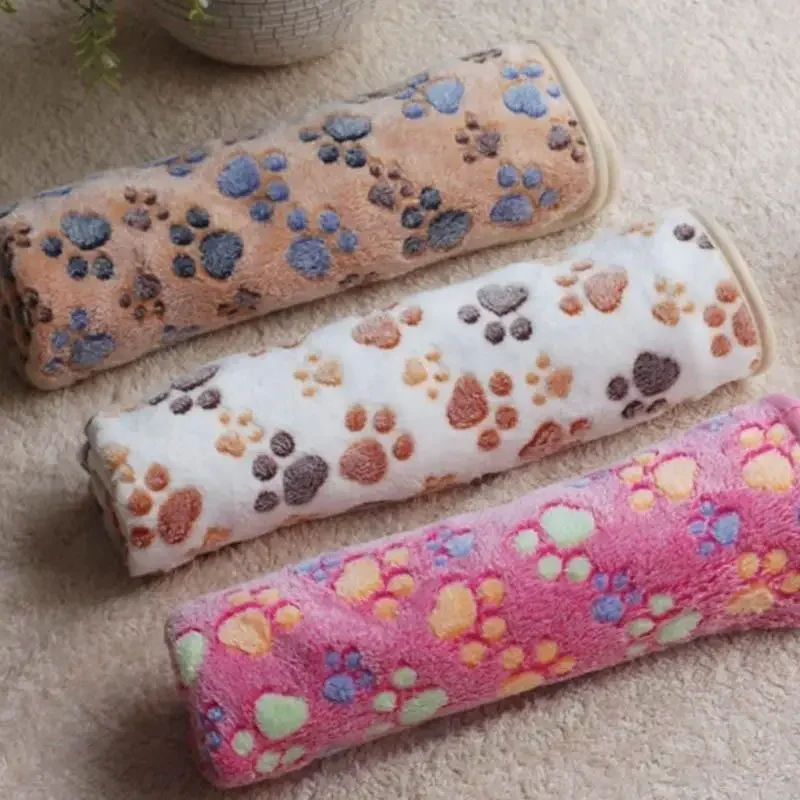 Winter New Practical 3 Colors Cute Floral Pet Sleep Warm Paw Print Dog Cat Puppy Fleece Soft Dog 1005010064427235