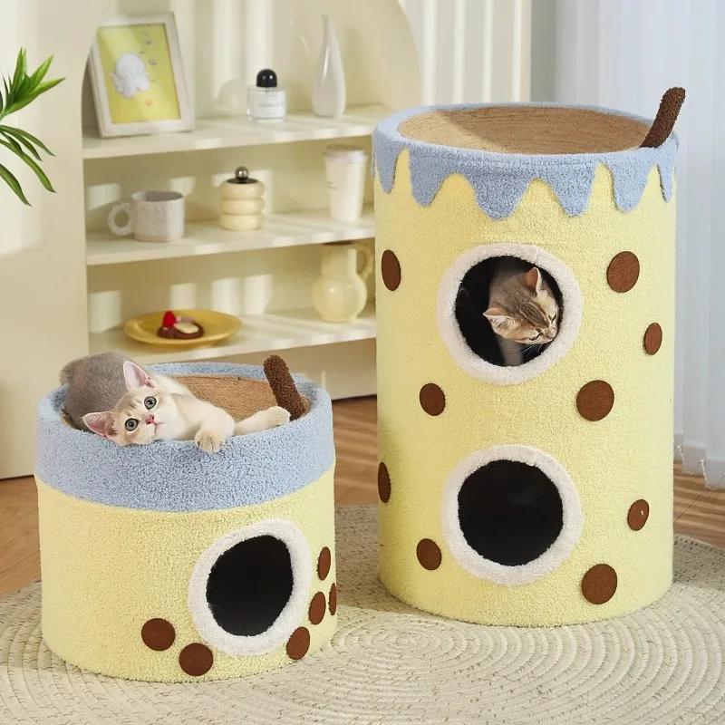 Winter Warm Double Layer Cat Bed Enclosed Safe House for Kittens Sleeping All Seasons 1005010065946484